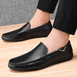 Xajzpa - Leather Men Shoes Luxury Trendy Casual Slip on Formal Loafers Men Moccasins Italian Black Male Driving Shoes Sneakers