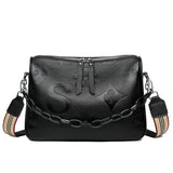 Xajzpa - Cowhide Letter printing Handbag Designer Genuine Leather Women Shoulder bag Chains Female Tote Luxury Brand Ladies Messenger Bag