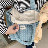 Xajzpa - Korean Fashion Cloud Bubble Flower Shoulder Bag for Girls Soft Simple Plaid Shopping Bags Solid Color Grocery Handbags Female