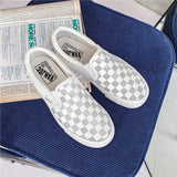 Xajzpa - Spring and Summer New Cloth Shoes Flat Lazy Reflective Lattice Leisure Couple Board Men's