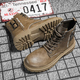 Xajzpa - Martin Boots Men&#39;s Autumn Non-slip Wear-resistant High-top Casual Shoes Men&#39;s British Style Tooling Shoes Motorcycle Boots