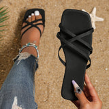 Xajzpa - Summer Solid Color Flat Sandals Popular Open Toe Outdoor Slippers Casual Beach Women's Shoes Plus Size  Zapatos De Mujer Slides