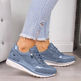 Xajzpa - Women's Shoes Silver Sneakers Zipper Thick Bottom Sneakers Women's Shoes Casual Lace-up Tenis Feminino Zapatos De Mujer