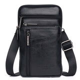 Xajzpa - Genuine Leather Men Mini Cross body Shoulder Fanny Bags Casual Hook Cell Mobile Phone Case Messenger Belt Bag Purse Waist Pack