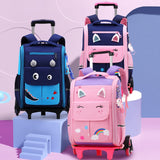 Xajzpa - School Bag Student High Capacity Rolling Backpacks Kids Trolley Wheeled Bag Children Backpack Wheels