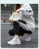 Xajzpa - Women Chunky Sneakers White Vulcanize Shoes Plus Size 35-43 Female Platform Running Sneakers Ladies Black Casual Shoes