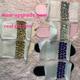 Xajzpa - Shining Gem New Slippers, Summer Women's Sandals Colored Gemstones Beaded, Flat Non-slip Durable Beach Slippers