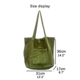 Xajzpa - Corduroy Totes Bags for Women Solid Color Shoulder Bags Girls Casual Large Capacity Open Eco Designer Handbags with Pockets