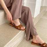 Xajzpa - Faux Leather Crisscross Strap Sandals