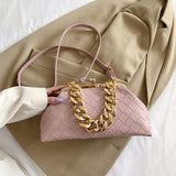 Xajzpa - Shoulder Bags Women 2023 Trend Woven Luxury Designer Handbags Purse Gold Thick Chain Dumpling Clutch Bag Fashion Crossbody Bag