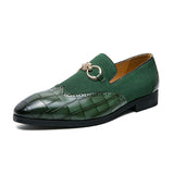 Xajzpa - Autumn Green Loafers Men Slip-on Nubuck Leather Luxury Brand Thick Bottom Pointed Toe Fashion Designer Leather Shoes Casual