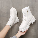 Xajzpa - Snow Boots Women Winter New Plush Velvet Woman Shoes Warm Ankle Boots Thick Cotton Shoes Furry Black Women Leather Boots