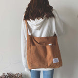 Xajzpa - Corduroy Tote Bag Women Fashion Shoulder Bag Female Shopper Casual Solid Color Multi-Pocket Large Capacity Designer Handbag
