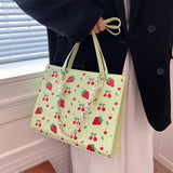 Xajzpa - Cute Strawberry Shoulder Bag Women Fashion Pearly Chain Tote Bags Luxury PU Leather Women's Bag 2023 Trend Designer High Quality