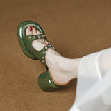 Xajzpa - Women Slides Open Toe Thick Heel Slippers Women's Dress Flip Flops 2023 New Summer Rivet High Heel Fashion Sandals