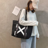 Xajzpa - Cotton Canvas Tote Shopping Bag Lady Bag Big Capacity Pockets Girl Messenger Bag School Books Travel Beach Tote Bags For Women
