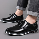 Xajzpa - Man Leather Shoes Spring Male Sneakers Casual Solid Leather Shoe Business Sport Flat Round Toe Light Comfortable Plus Size 38-50