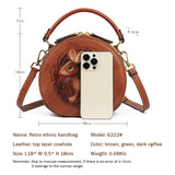 Xajzpa - 2023 New Retro Round Women's Genuine Leather Handbags For Ladies Luxury Designer Rabbit Embossed Shoulder Messenger Bags