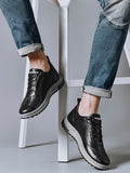 Xajzpa - Autumn Casual Shoes Men's New Korean Version Of Fashion Shoes Leather Breathable Front Lace Men's Shoes Men's Shoes