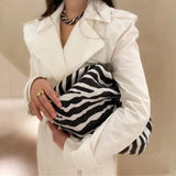 Xajzpa - Bags for Women Trend Clutch Dumpling Zebra Holographic Cloud Bag Women Pleated Pouch Tote Handbag Designer Bags Luxury