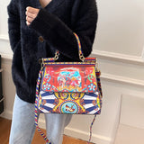 Xajzpa - Painting Tiger Graffiti Printed Female Bag Famous Cartoon Designer Purses And Handbag 2023 Luxury Brand Women Shoulder Bag Pouch