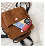 Xajzpa - Corduroy Mini Women&#39;s Backpacks Female Bag Phone Purse Pouch Rucksack For Teen Girls Fashion Casual Small Shoulder Bags 2023
