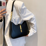 Xajzpa - Burminsa Half Moon Chain Shoulder Bags For Women Winter Trend Fashion Designer Simple Solid Color Bucket Ladies Handbags