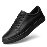 Xajzpa - New Genuine Leather Men Casual Shoes Business Work Office Lace-up Shoes White Men Shoes Fashion Sneakers
