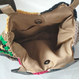 Xajzpa - Women woolen Woven Tote Beach Handbag Floral Handmade Weaving Shoulder Bags Hand Crochet Bag Flower Stitching Shopper Bag