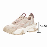 Xajzpa - Chunky Sneakers Women Autumn Flat Platform Shoes Spring Comfortable Thick Bottom Casual Shoes Ladies Apricot Sneakers