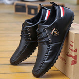 Xajzpa - Solid Color Non-slip Men Driving Shoes Spring Autumn New Leather Breathable Men's Peas Shoes British Casual Sneakers