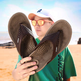 Xajzpa - Summer Men's Flip-flops Massage Granule Men Slippers Comfortable Beach Sandals Men Casual Shoes House Flip Flops Bathroom Shoes