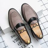 Xajzpa - New Loafers Men Shoes PU Solid Color Business Casual Wedding Party Daily Classic Monk Buckle Slip-on Fashion Dress Shoes