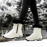 Xajzpa - Snow Boots Women Winter Platform Thigh High Boots Flat Quality Keep Warm Black New Ladies Lace-up Comfortable Leather Boots