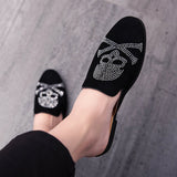 Xajzpa - Half Slippers Breathable Mens Half Shoes Mules Casual Designer Shoes Fashion Loafers Luxury Skull Slippers Leisure Leather Shoes