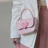 Xajzpa - Pink Heart Girly Small Square Shoulder Bag Fashion Love Women Tote Purse Handbags Female Chain Top Handle Messenger Bags Gift
