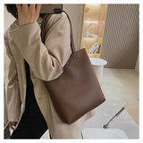 Xajzpa - Casual Women Shoulder Bag PU Leather Tote Handbag Female Shopping Bags Soft Leather Lady Purse Bags High Capacity Totes