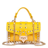 Xajzpa - New Chains Rivet Women Handbags Small White Black Pink Yellow Blue Pvc Hasp Handbags Summer Soft Shoulder Bags Cross Body