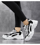 Xajzpa - Sneakers Women Vulcanize Shoes New Female Black White Platform Thick Sole Running Casual Ladies Shoes Tenis Feminino