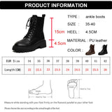 Xajzpa - Brown Platform Ankle Boots Women Autumn Winter Thick Bottom Motorcycle Boots Woman Thicken Warm Lace Up Shoes Ladies