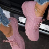 Xajzpa - Sneakers Shoes Fashion Lace Up Platform Shoes for Women's Summer Plus Size Flat Mesh Sports Shoes Woman Vulcanize Shoes