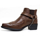 Xajzpa - Plus size 38-48 autumn winter men's short boots fashion personality belt buckle thick heel pointed ankle boots