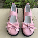 Xajzpa - Spring Women Lolita Shoes Kawaii Cheap Japanese Style Lace Patchwork Bow Hook Loop Mary Janes Girls Students Solid Footwear