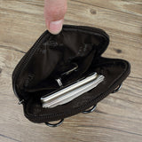 Xajzpa - Genuine Leather Men Mini Cross body Shoulder Fanny Bags Casual Hook Cell Mobile Phone Case Messenger Belt Bag Purse Waist Pack