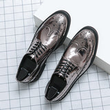 Xajzpa - New In Gold Brogue Shoes for Men Wedding Lace-up Spring Autumn Size 38-46 Handmade Men Shoes Men Dress Shoes