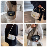 Xajzpa - New Fashion Stone Leather Chain Lock Shoulder bags Women Crossbody bags Vintage Ladies Shoulder Messenger Bag Female Purses