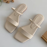 Xajzpa - Fashion Leisure Simple Women Slippers Summer New Outdoor Beach Solid Color Flat Sandals Non-slip Slides Woman Shoes