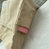 Xajzpa - Corduroy Tote Bag Women Fashion Shoulder Bag Female Shopper Casual Solid Color Multi-Pocket Large Capacity Designer Handbag