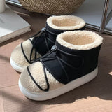 Xajzpa - New Winter Warm Snow Boots 2023 Fur Design Women Short Boots Non-slip Light Comfortable Men Home Slippers High Top Bread Shoes