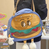 Xajzpa - Creative Kawaii Hamburger Canvas Tote Bag Travel Bag Should Bag Women Leisure Eco Shopping High Quality Foldable Handbag